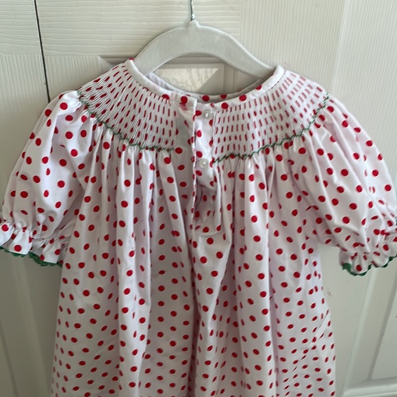 Southern smocked Christmas reindeer bishop dress - Picture 5 of 5